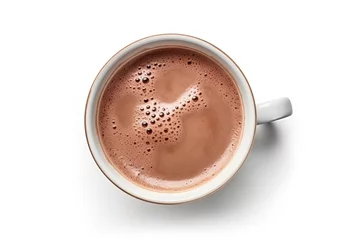 Foto auf Acrylglas Top View of Isolated Hot Chocolate Mug on White Background © Thares2020