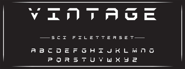 VINTAGE, Sports minimal tech font letter set. Luxury vector typeface for company. Modern gaming fonts logo design	