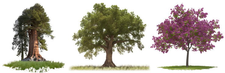 Fototapeta premium Collection of trees isolated on transparent background, Generative Ai