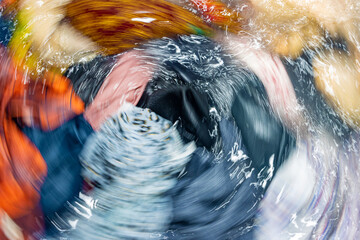 Washing clothes in the washing machine
