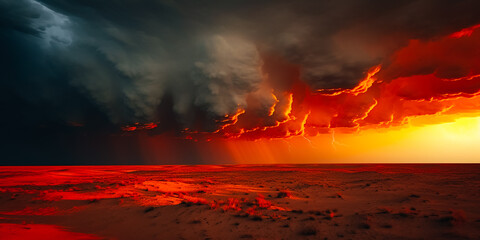 Fototapeta premium Desert plain with storm clouds in the sky