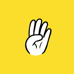 Four Finger Hand Sign. Basic Style. - vector