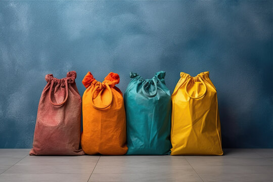 group of different colors garbage bag for recycling