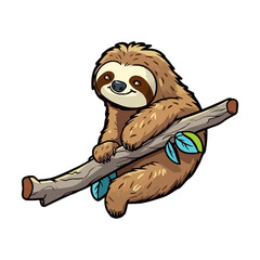 Sloths modern pop art style, Colorful Sloths illustration, Sloths pastel sticker cute colors