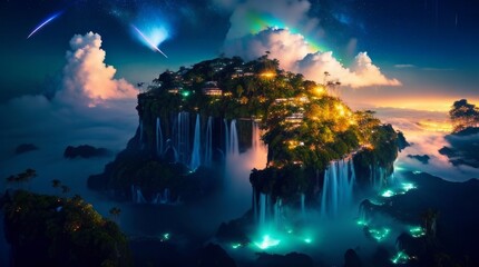 Obraz na płótnie Canvas Panoramic view of Iguazu Falls. Generative ai
