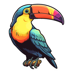 Fototapeta premium Toucan modern pop art style, Colorful Toucan bird illustration, pastel sticker cute colors