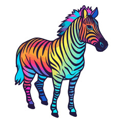 Zebra modern pop art style, Colorful Zebra illustration, pastel sticker cute colors