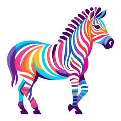 Zebra modern pop art style, Colorful Zebra illustration, pastel sticker cute colors