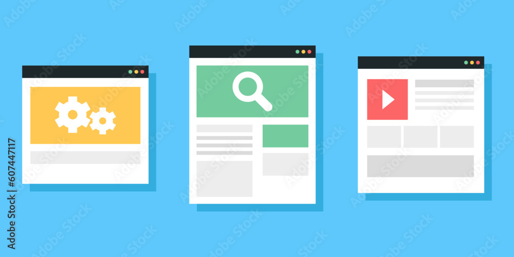 Leinwandbilder Website interface template in browser frame app in a flat design