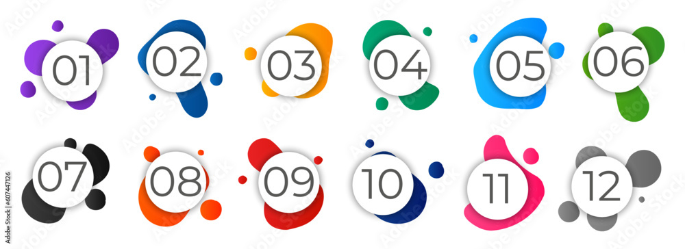 Poster numerical infographic elements with abstract liquid banner on a white background