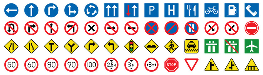 Traffic road sign collection. Set of traffic sign. Road sign collection