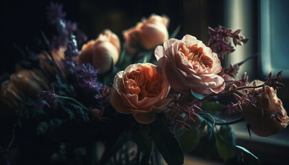Fototapeta na wymiar Ornate bouquet of hydrangeas for wedding celebration generated by AI