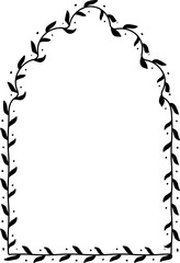 Multifoil Arch rectangular frame architectural window door ornate flower frame floral leaf borders natural Botanical Branches decoration wedding card anniversary celebration beautiful arabesque