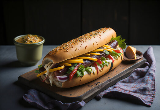 Sizzling Hotdogs: A Tasty Delight - Hotdogs Sizzling: Un Delicioso Placer (generated with AI)