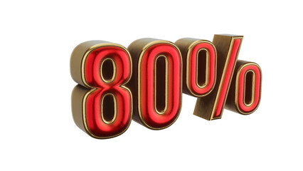 Eighty percent metallic red and gold 3D render