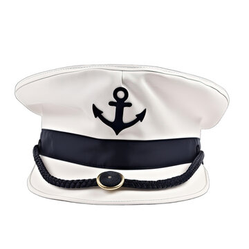 Captain sailor hat. Navy captain hat isolated on transparent background