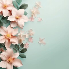 Naklejka premium ai generated a Simple style flower background image Leave the space in the middle, pastel tones. 
