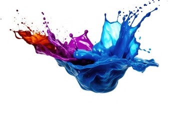 Paint and ink dropping into water, acrylic paint, color explosion, abstract, on white background, generated with AI, retouched with Photoshop