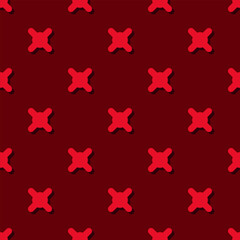 Seamless pattern of light red abstract geometric shapes casting a shadow on a red-maroon background. vector texture. fashionable print for textiles, wallpaper and packaging