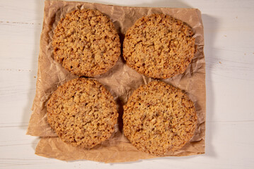 Pile of Peanut Butter Cookies. Traditional American dessert, nutritional snack, dessert or breakfast.