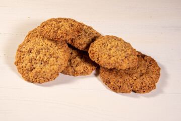 Pile of Peanut Butter Cookies. Traditional American dessert, nutritional snack, dessert or breakfast.