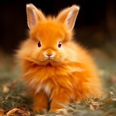 Naklejka na ściany i meble Adorable Thrianta Bunny with Fiery Red Fur, A Bundle of Cuteness