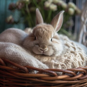 Thrianta Bunny in a Cozy Setting, A Picture of Serenity