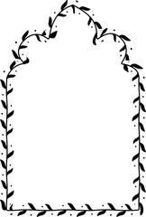 Pointed Cinquefoil Arch rectangular frame architectural window door ornate flower frame floral leaf borders natural Botanical Branches decoration wedding card anniversary celebration beautiful 