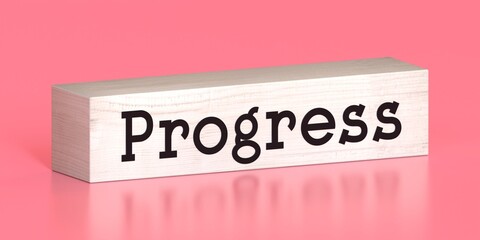 Progress - word on wooden block - 3D illustration
