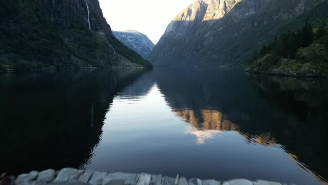 Gudvangen and N&aelig;r&oslash;yfjord aerial view