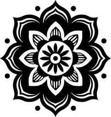 Mandala - Black and White Isolated Icon - Vector illustration