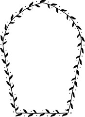 Pointed Horseshoe Arch rectangular frame architectural window door ornate flower frame floral leaf borders natural Botanical Branches decoration wedding card anniversary celebration beautiful