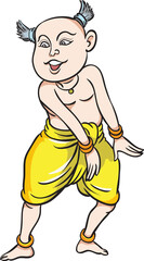 Thai traditional dance, Thai children, Thai cartoons. pop art retro hand drawn style design illustration. transparent background