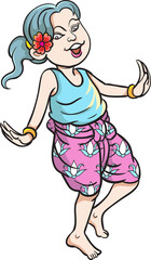 Thai traditional dance, Thai children, Thai cartoons. pop art retro hand drawn style design illustration. transparent background