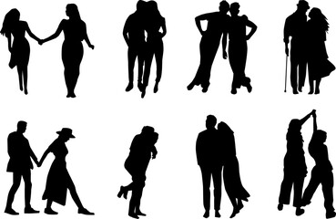 set of silhouettes of people