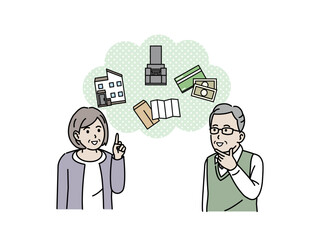 終活について話し合う老夫婦のイラスト