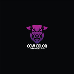 cow head logo design gradient color