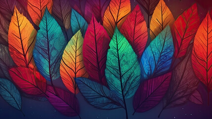 abstract colorful autumn leaves illustration background for designers. Generative AI