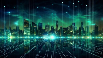 Digital smart city abstract technology background, cyber technology circuit, abstract tech, innovation future data, internet network, Ai big data, futuristic wifi connection 