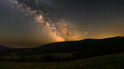 Milky way over the mountains