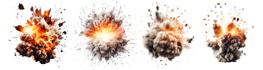 Fototapeten Set of explosions isolated on transparent background - Generative AI © comicsans