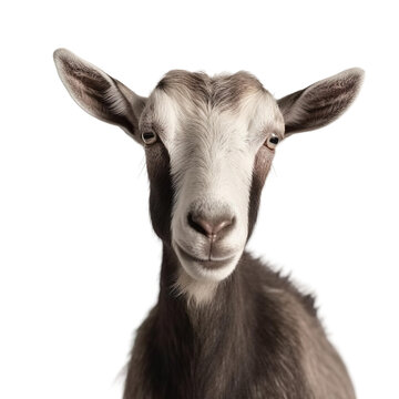 Front view close up of Goat animal isolated on transparent background