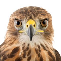 Front view close up of Hawk animal isolated on transparent background