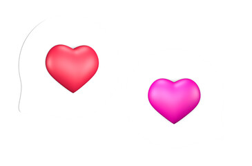 Two 3D chat icons with hearts on PNG transparent background. Valentine's day concept.