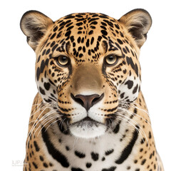 Obraz premium Front view close up of Jaguar animal isolated on transparent background