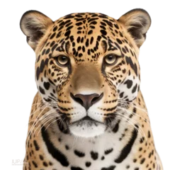 Foto op Plexiglas Front view close up of Jaguar animal isolated on transparent background © SuperPixel Inc