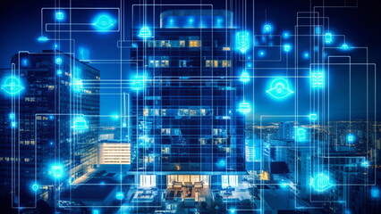 Smart hotel management dashboard, modern hotel in a metropolis with Generative AI.