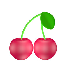 3D red cherry on transparent PNG background. Fruits and vitamins.