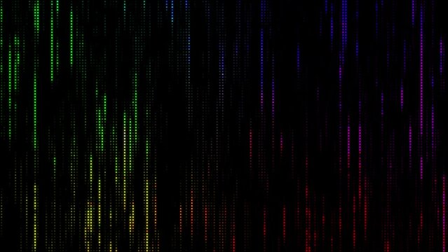 Rainbow vertical neon abstract led lights, code tech matrix concept