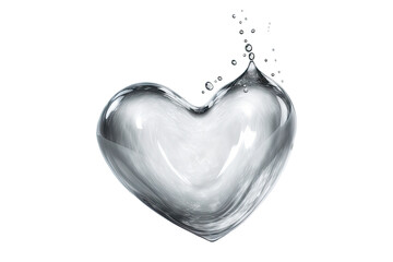 A water heart isolated on transparent background - Generative AI